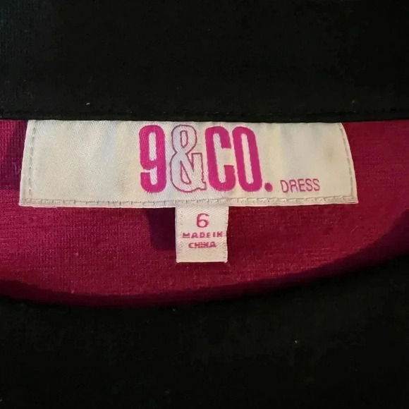 9&co pink BLACK GRAT COLOR BLOCK DRESS MIDI LENGTH SHORT SLEEVE SIZE 6 - Picture 4 of 8